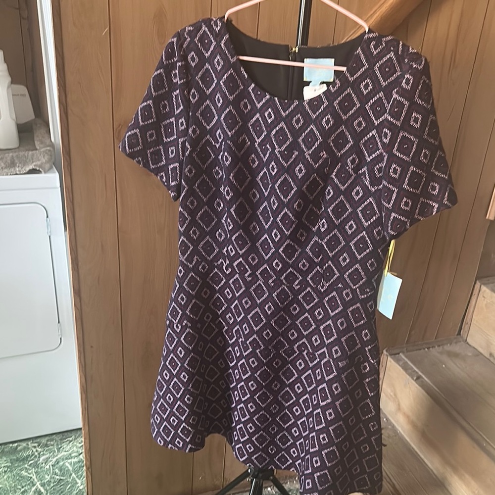 CeCe Navy and Pink Patterned Dress